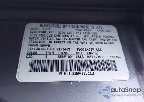 2017 Nissan Rogue Sport S из США, поврежденный, VIN JN1BJ1CR9HW112443